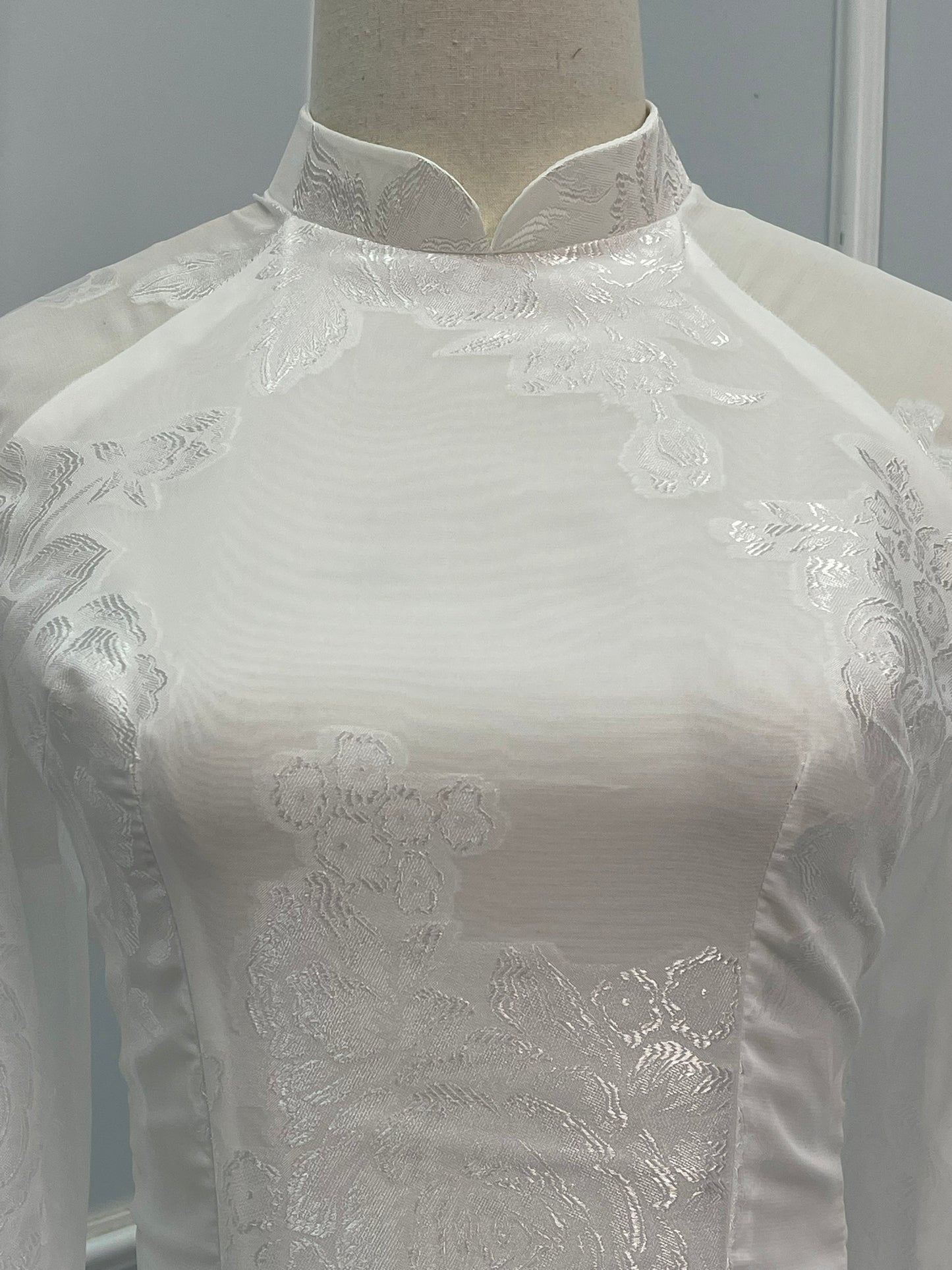 T480 Áo only - Áo dài tơ silk màu trắng