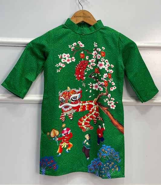 BT55 Áo only - Áo dài bé trai Lân Sư