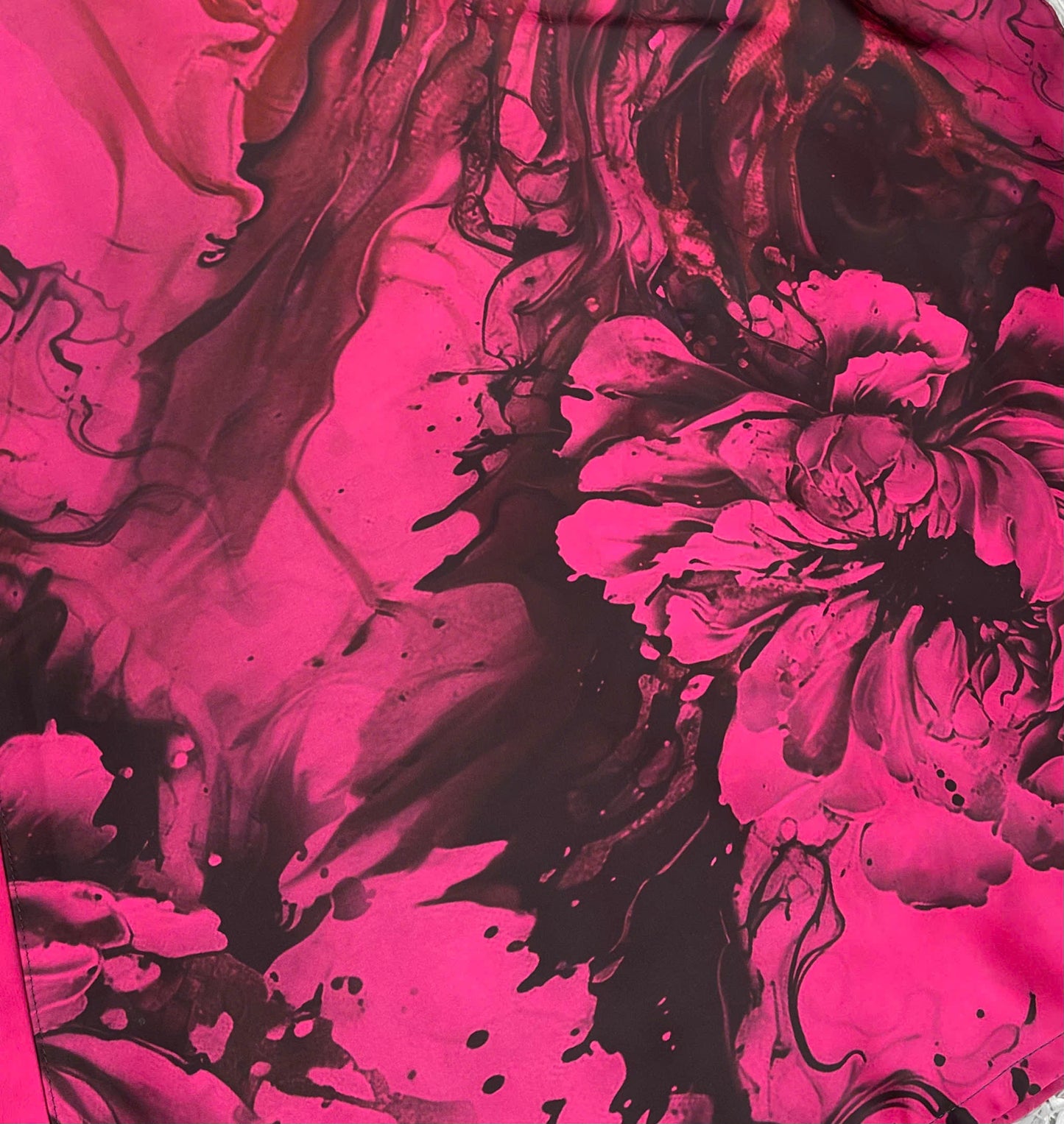 H163 Áo only - Áo dài gấm loang hồng sen