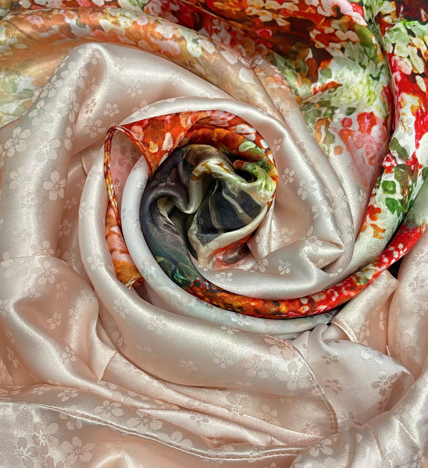 H168 Áo only - Áo dài lụa gấm in cổ cúc bọc