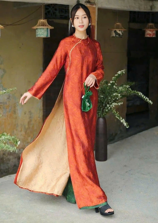 HD05 1344 Áo + quần - Áo dài lụa Hà đông 4 tà + quần cùng chất