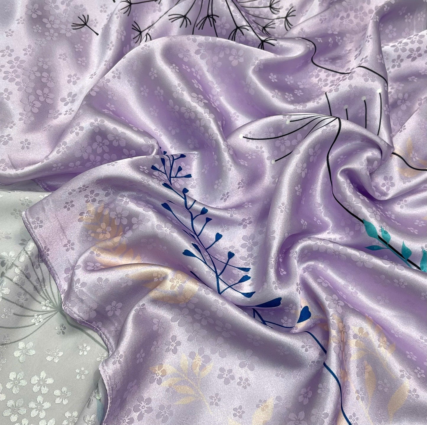 H183 1301 Áo only - Áo dài lụa hoa mai in 3D màu tím cà