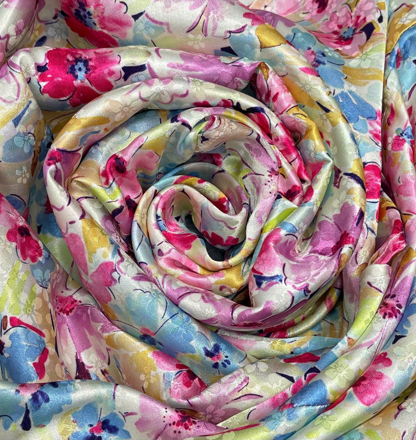 H186 Áo only - Áo dài lụa hoa mai in 3D hoa hồng sen