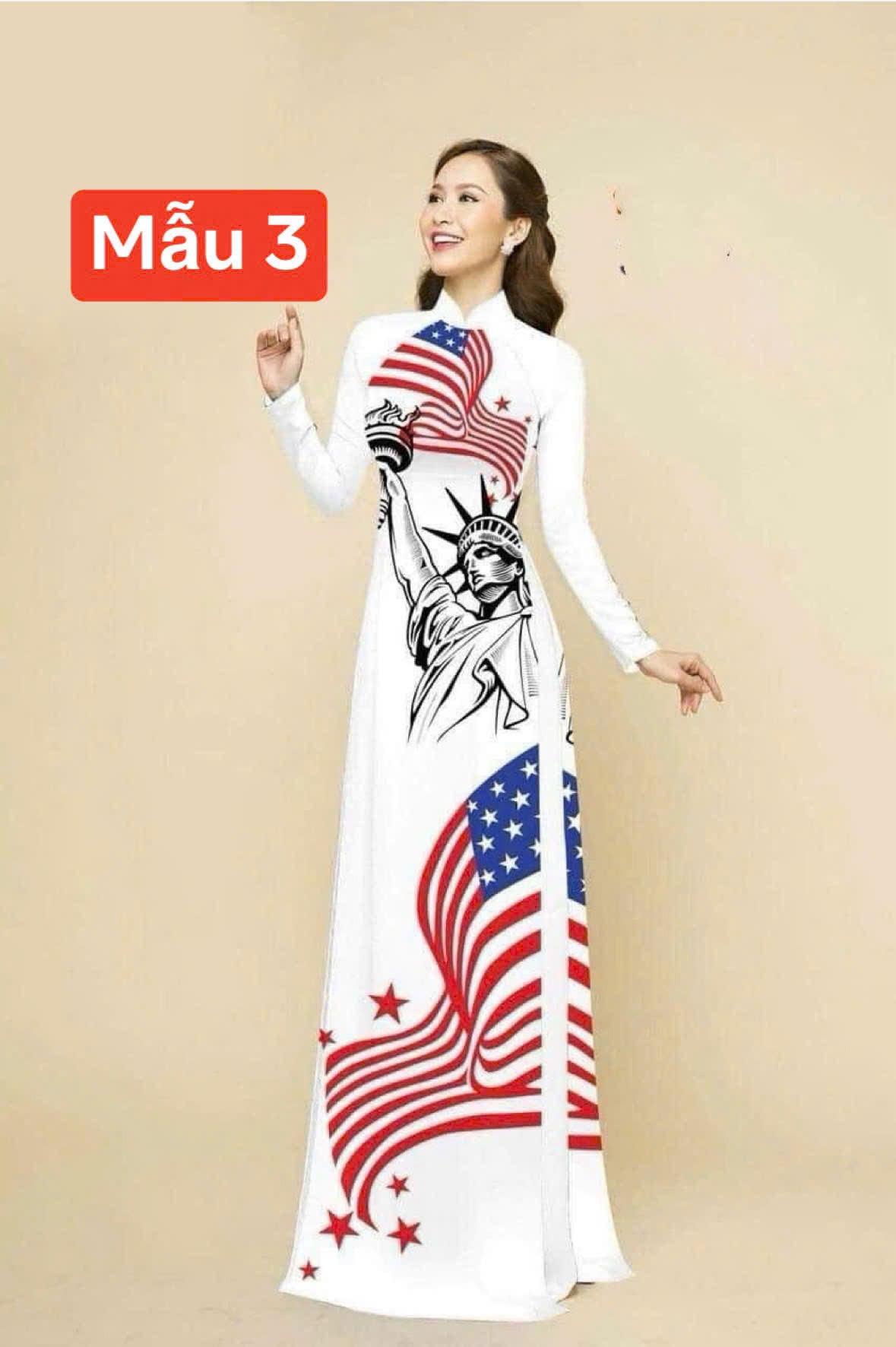 T614 Áo only - Áo dài cờ mỹ