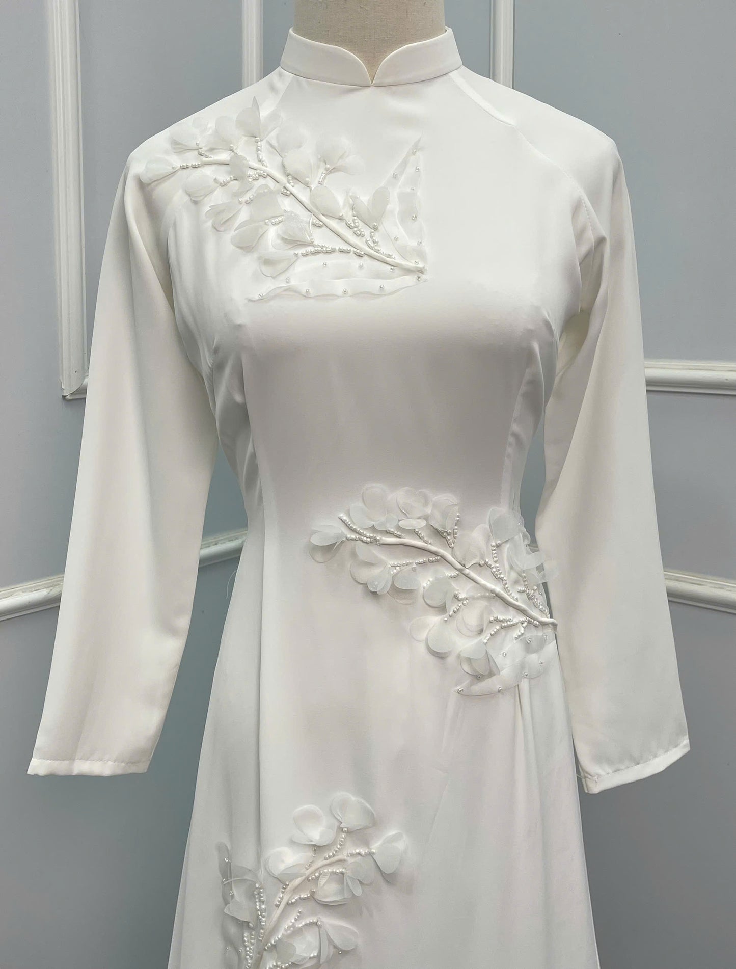 H249 1395 Áo only - Áo dài trắng đính