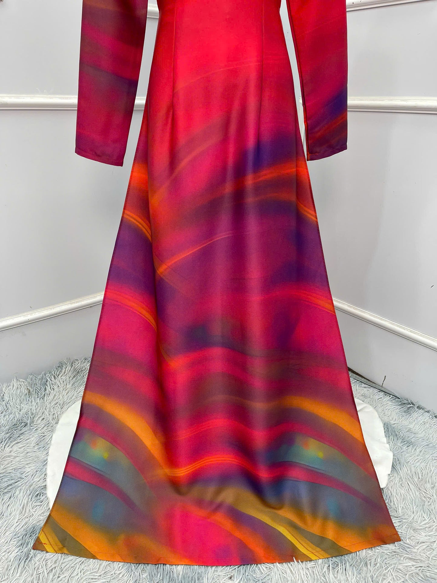 H284 Áo only - Áo dài lụa ánh sao thiết kế màu loang