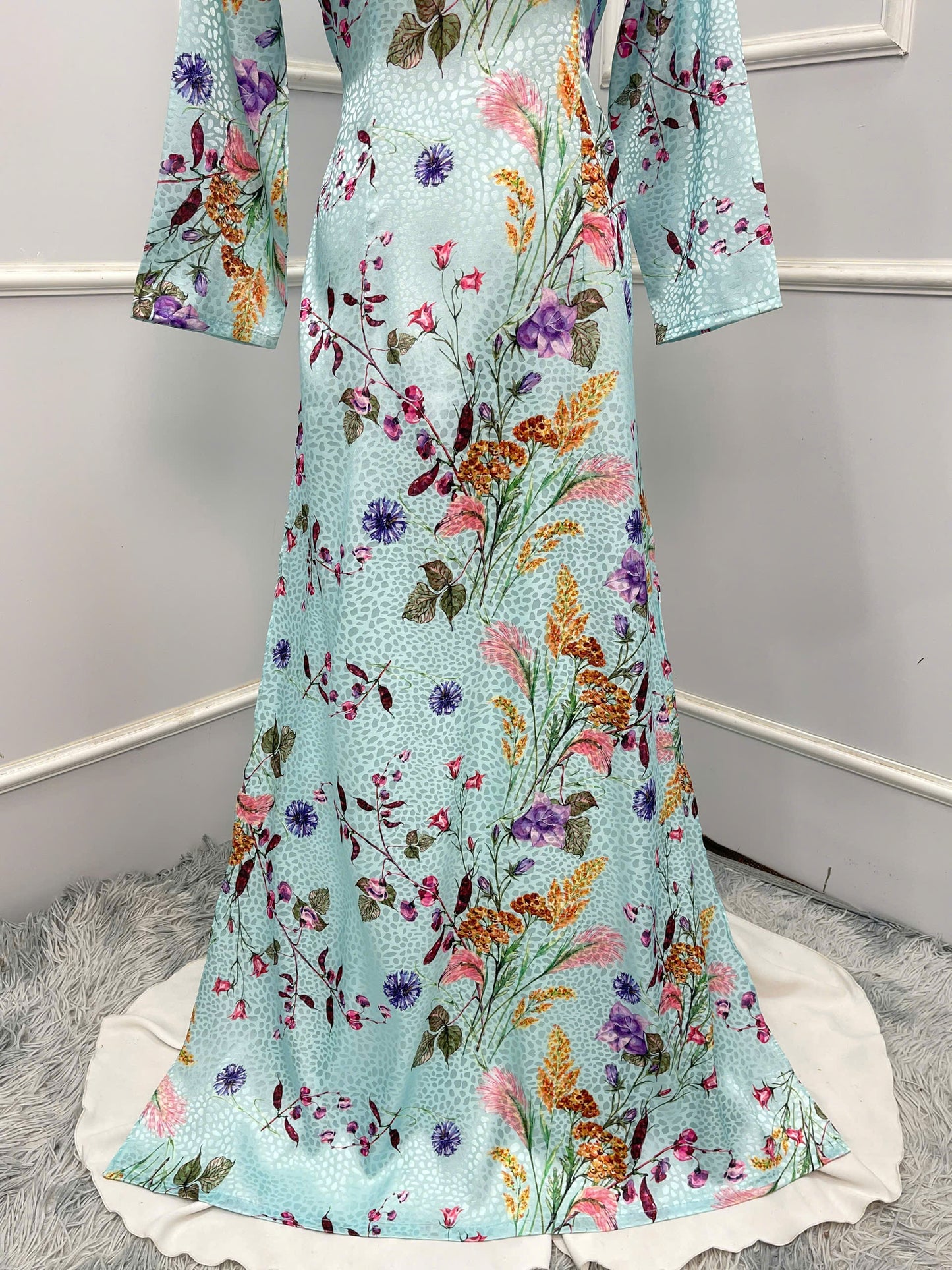 H289 1480 Áo only - Áo dài lụa gấm in 3D