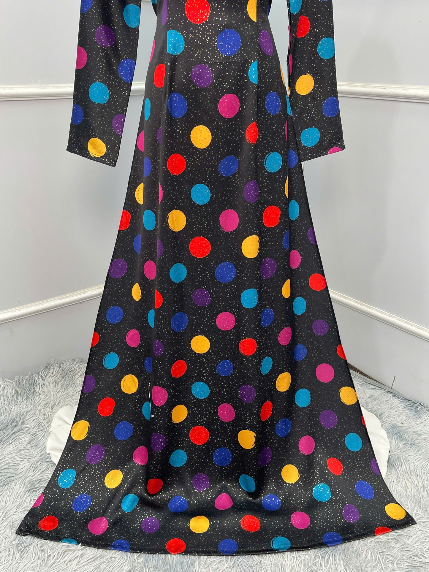 H287 1478 Áo only - Áo dài lụa kim sa chấm bi