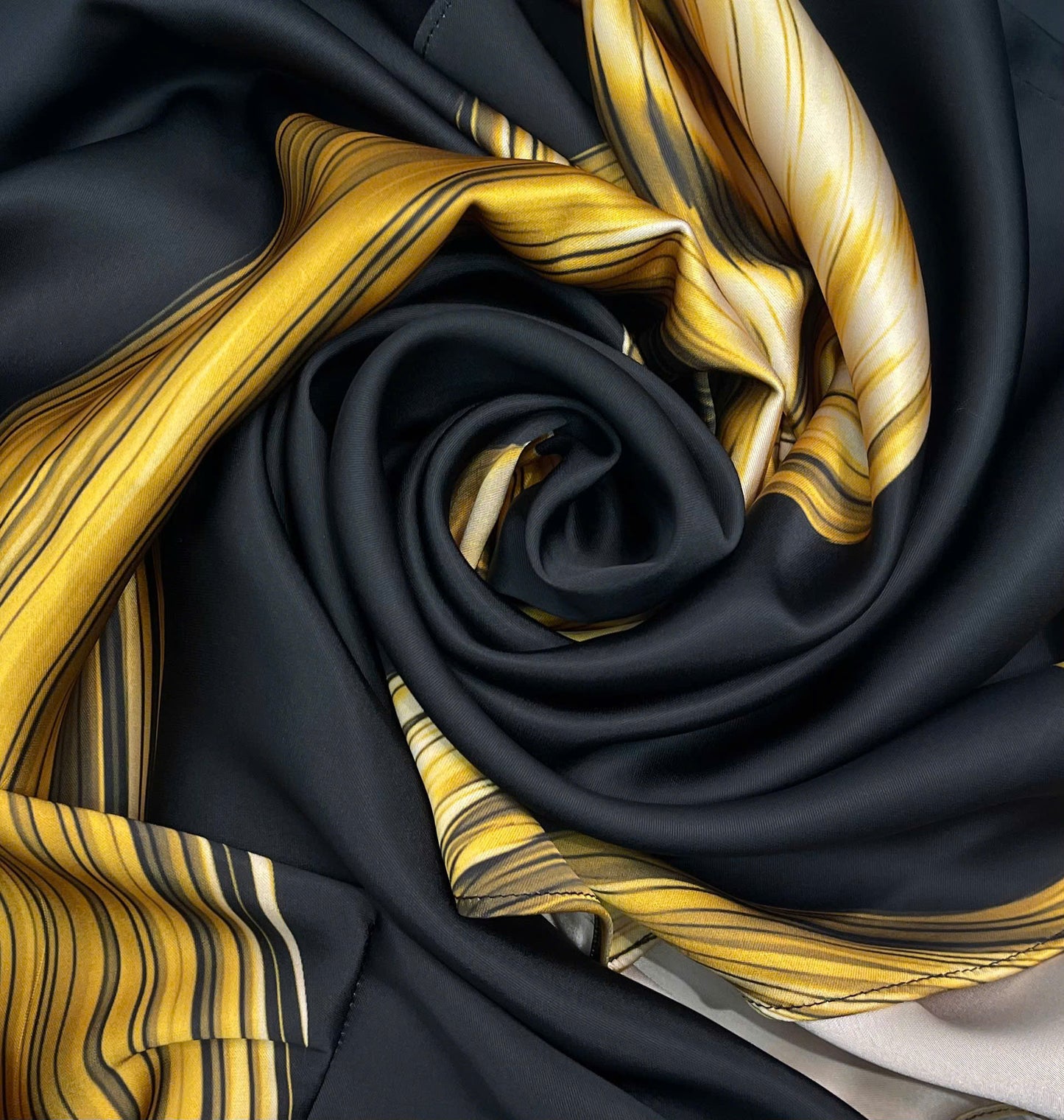 H302 1517 Áo only - Áo dài lụa ánh sao thiết kế màu đen vàng