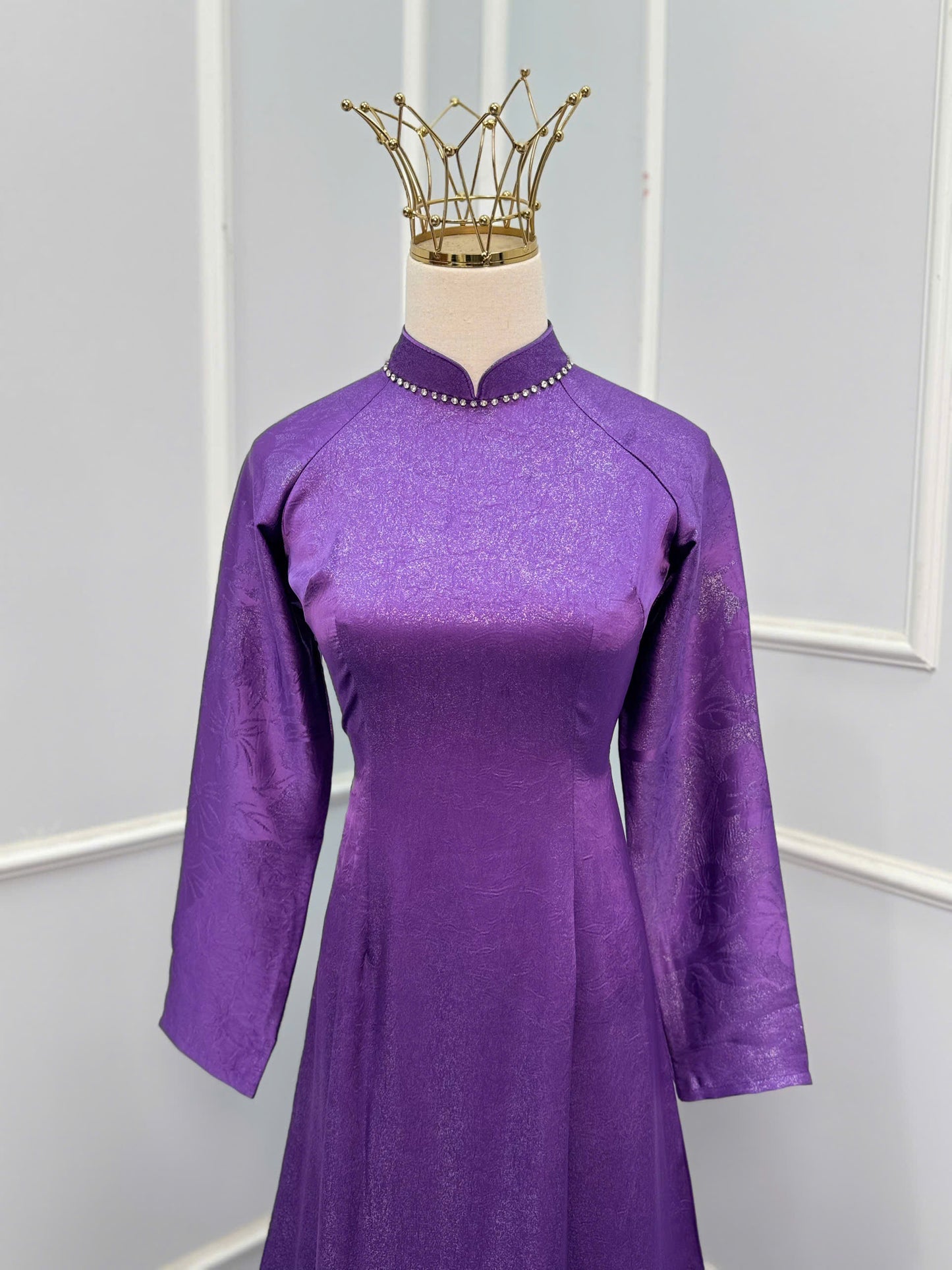 H337 3956 Áo only - Áo dài lụa sa mạc màu tím Huế