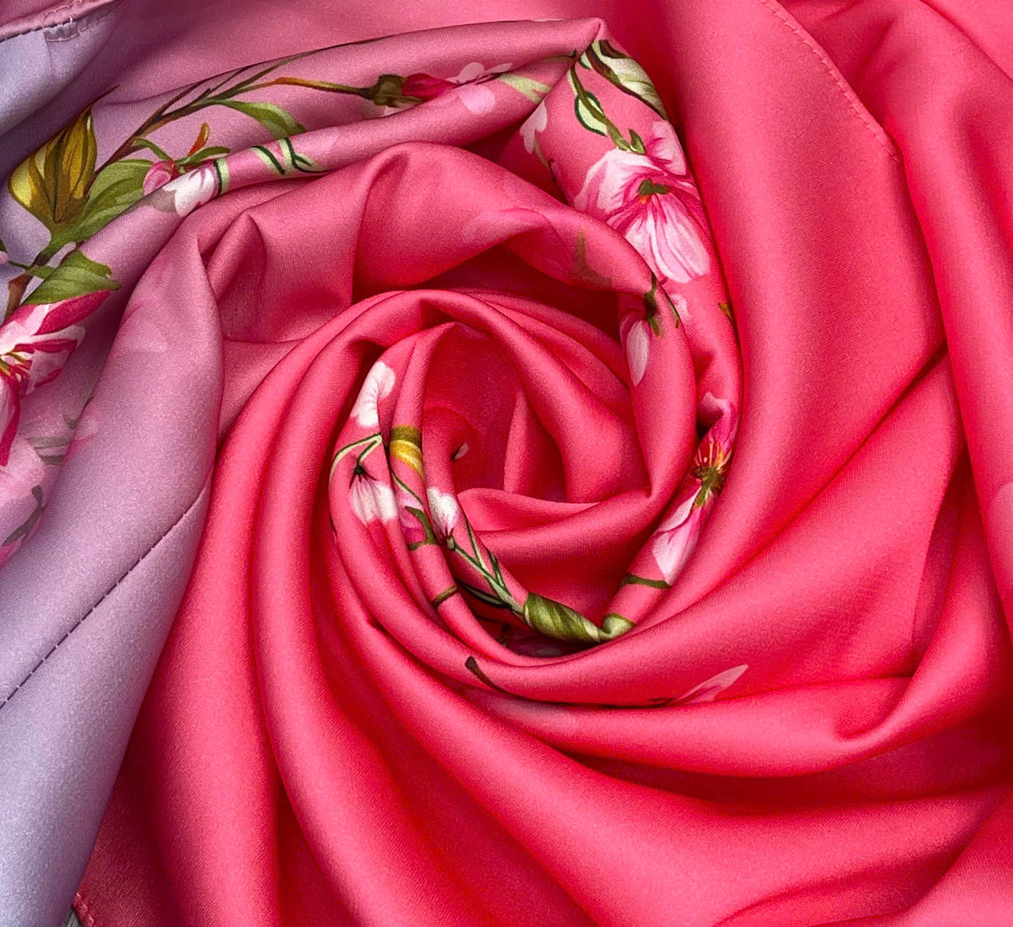 H380 1674 Áo only - Áo dài lụa ánh sao thiết kế màu hồng phối xanh