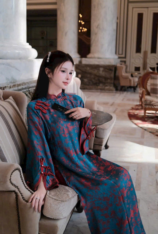 H475 -1930 Áo only - Áo dài cách tân dáng suông 2 tà lụa 2 da