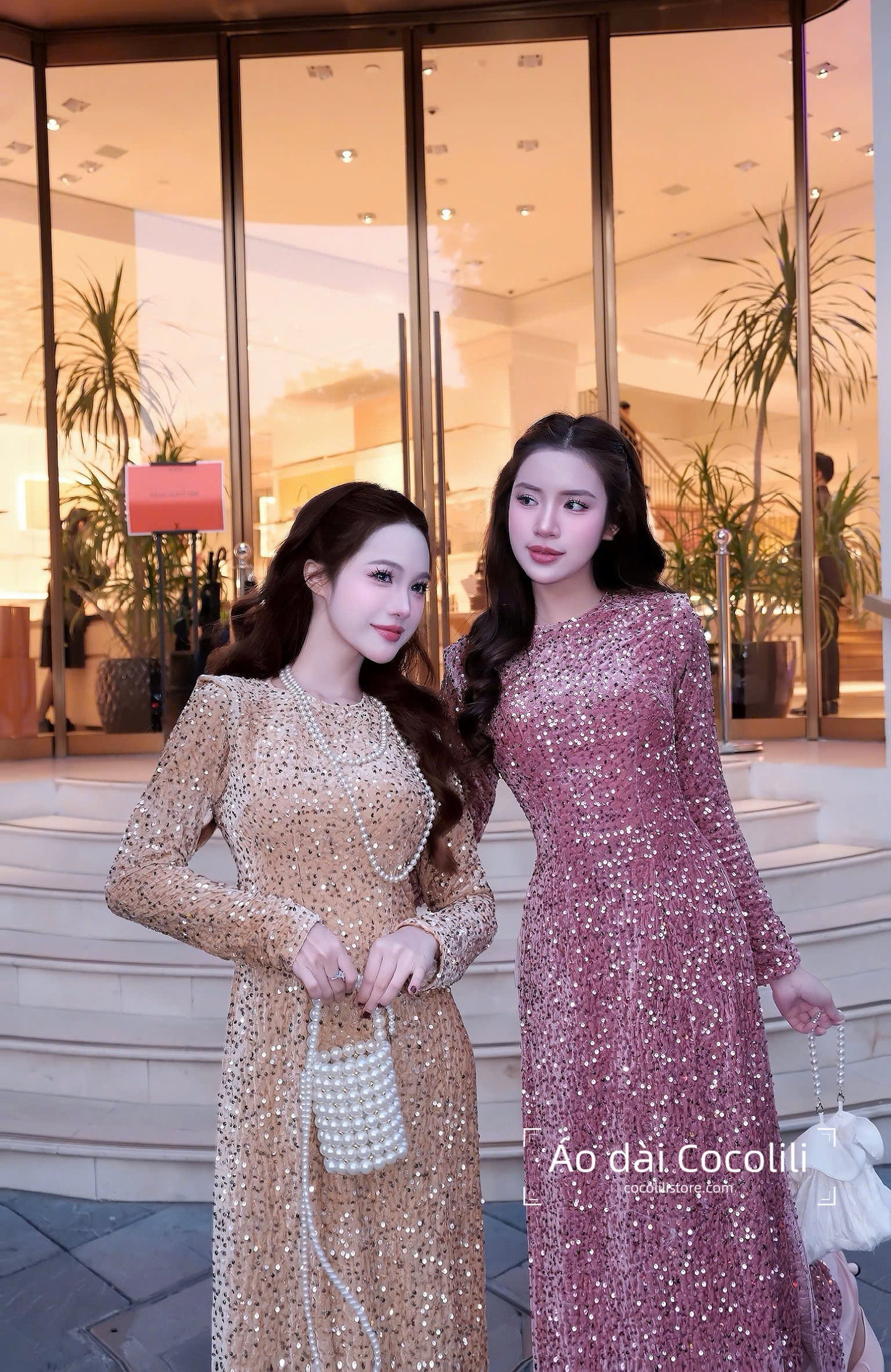 H538 2374 Áo only - Áo dài nhung kimsa màu hồng đỗ