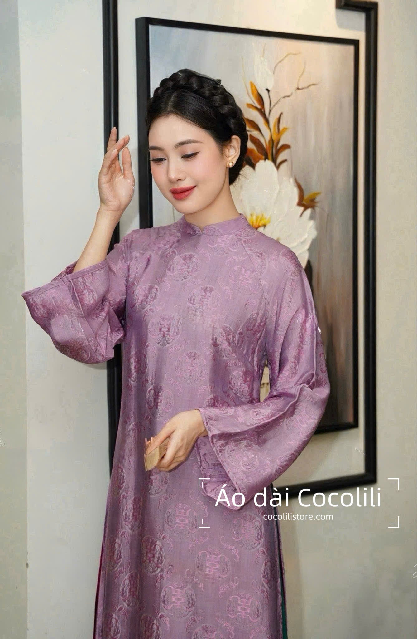 HD32 Áo + quần nha xá trơn - Áo dài 4 tà lụa nha xá Hà Đông