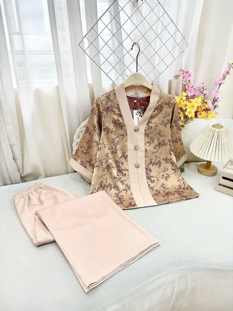 BB141 3724 - Set ba ba lụa gấm trúc