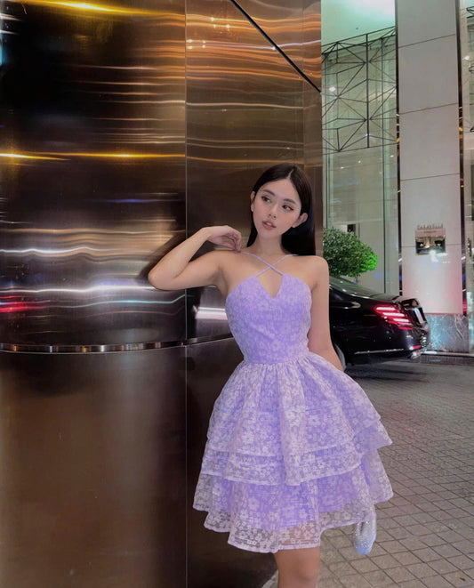 Dress RC02 4044 - Đầm ren cao cấp màu tím