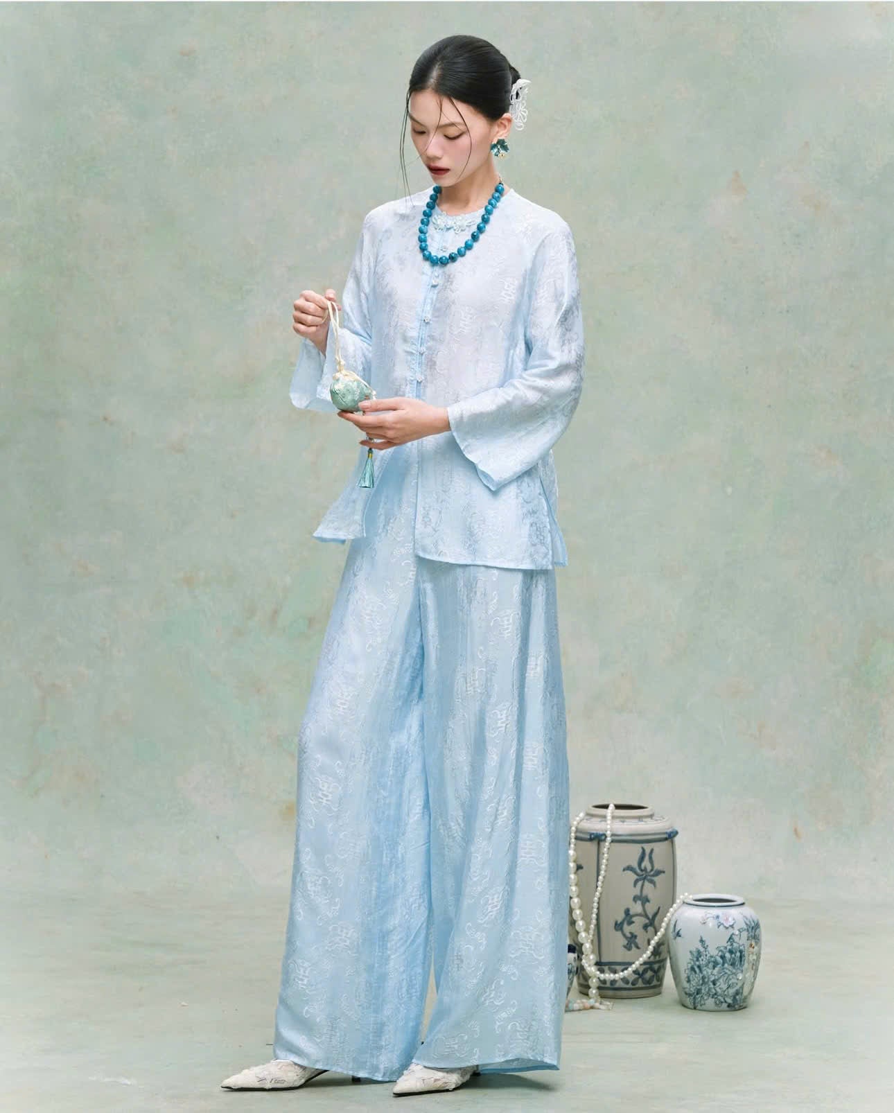BB2061 4120 - Set bà ba lụa nha xá thọ dơi