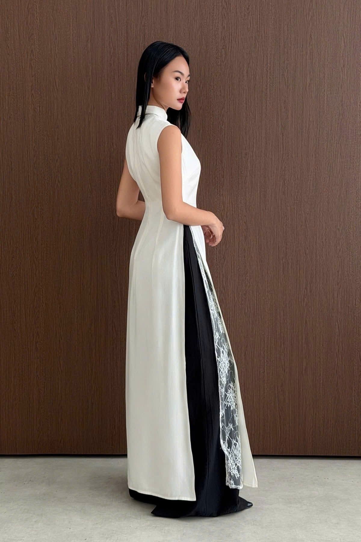 HD167 4478 Áo only no pants - Áo dài 4 tà lụa nha xá trơn lót ren