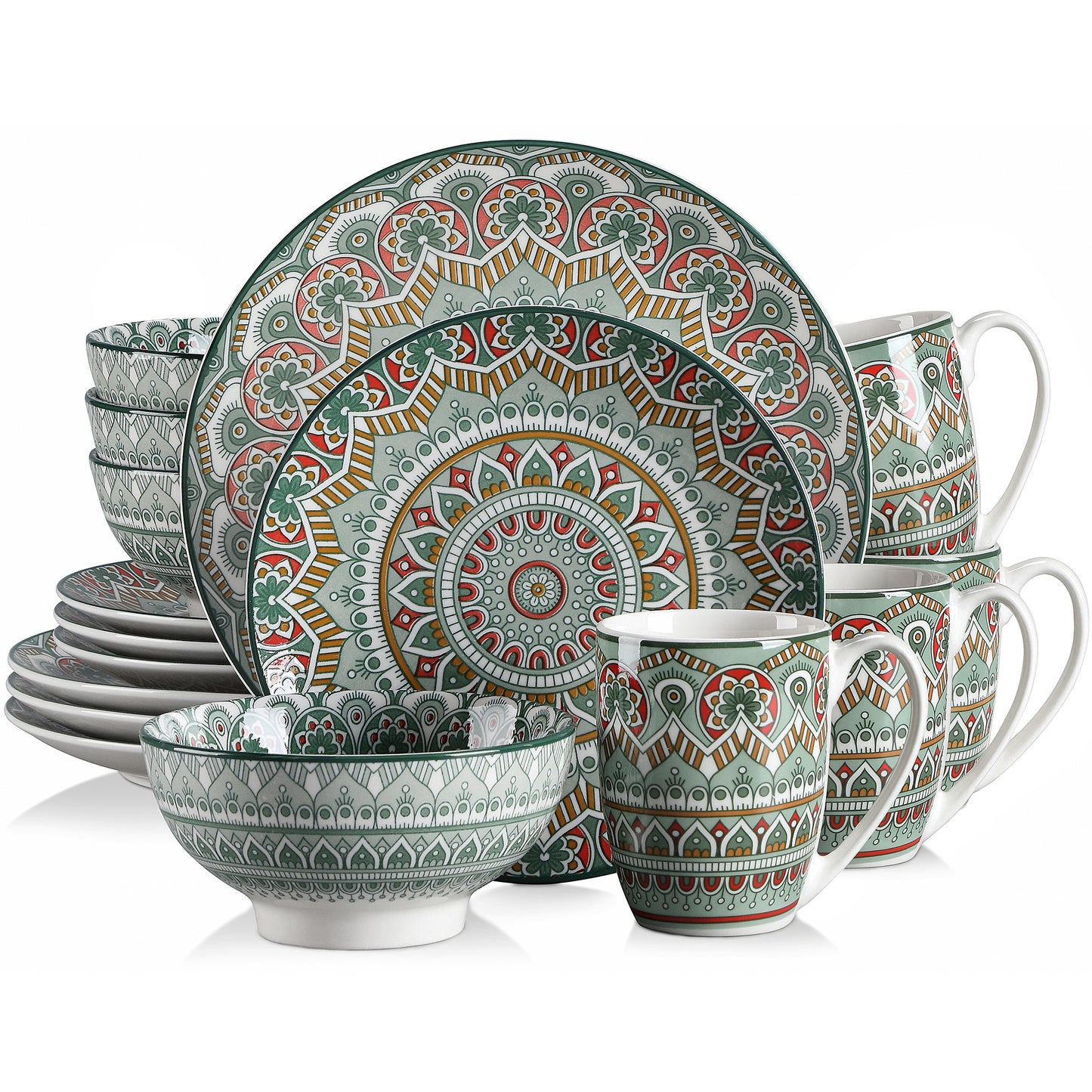 Pre-Order Set Bộ Đồ Ăn Bằng Sứ Màu Xanh Lá Cây Họa Tiết Boho - Cocolilistore