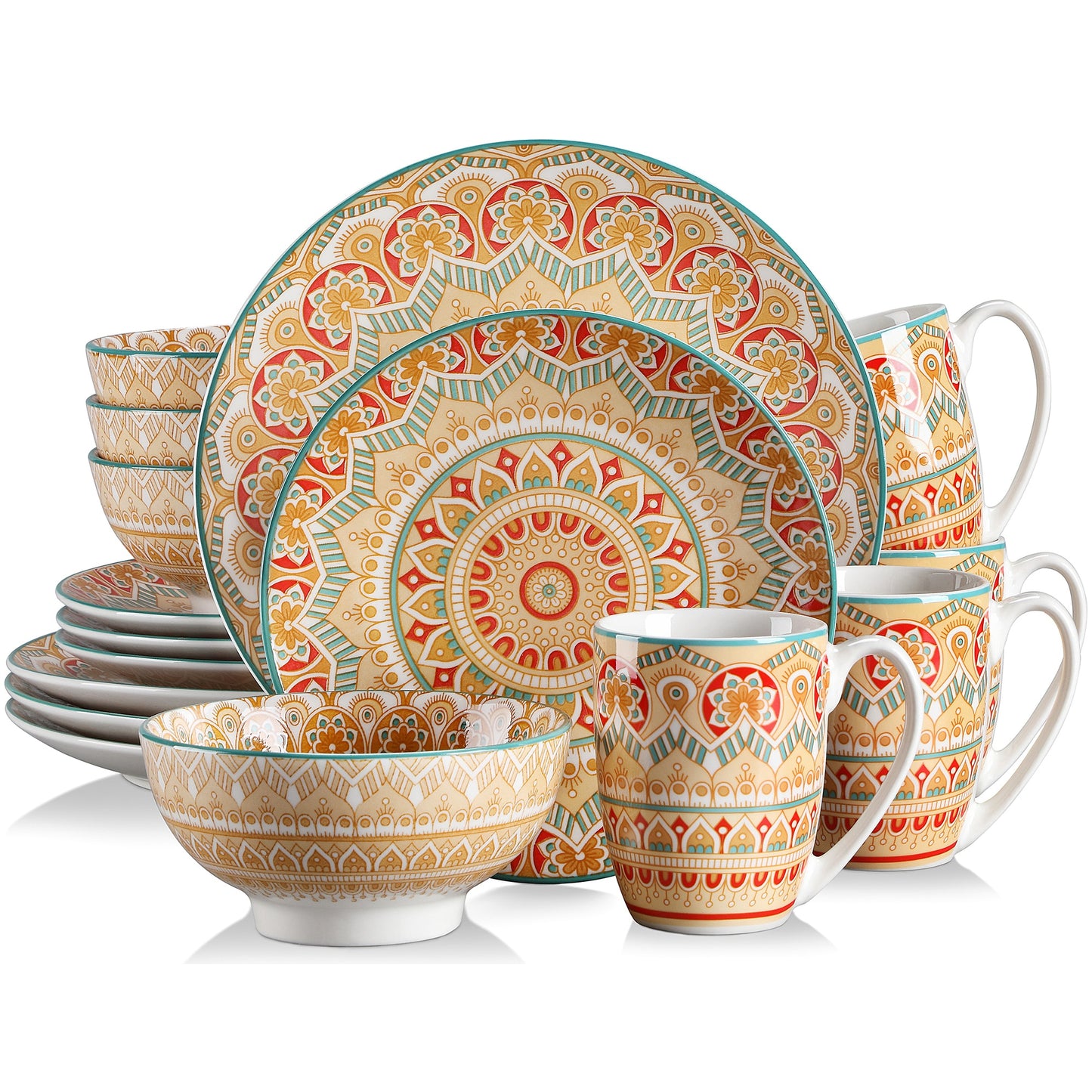 Pre-Order Set Bộ Đồ Ăn Bằng Sứ Màu Xanh Lá Cây Họa Tiết Boho - Cocolilistore