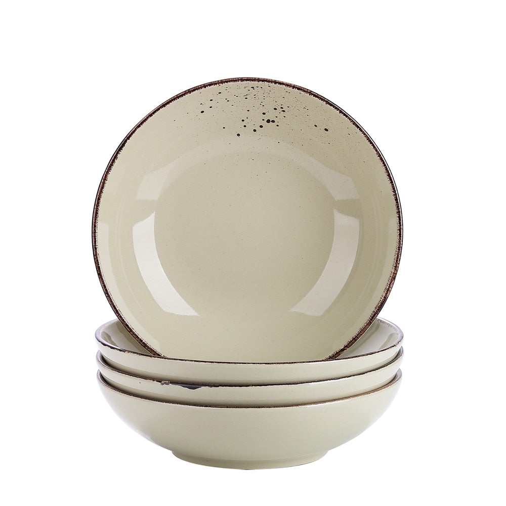 Pre-Order 4/8/12-Piece Bộ Đĩa Súp Gốm Sứ, Ăn Nhẹ Salad Trái Cây Phong Cách Vintage - Cocolilistore
