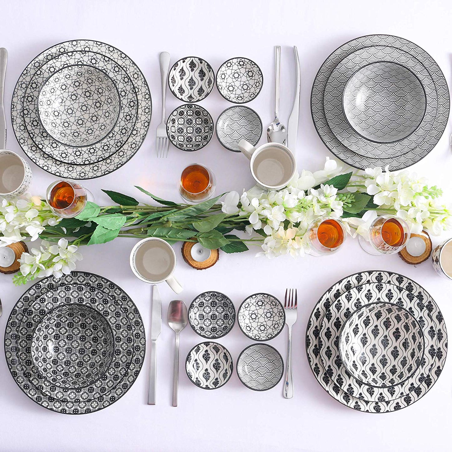 Pre-Order Set 24 Món Gốm Sứ Cao Cấp, Bộ đồ Ăn Kiểu Nhật Với Đĩa Ăn, Đĩa Tráng Miệng, Bát Và Cốc - Cocolilistore
