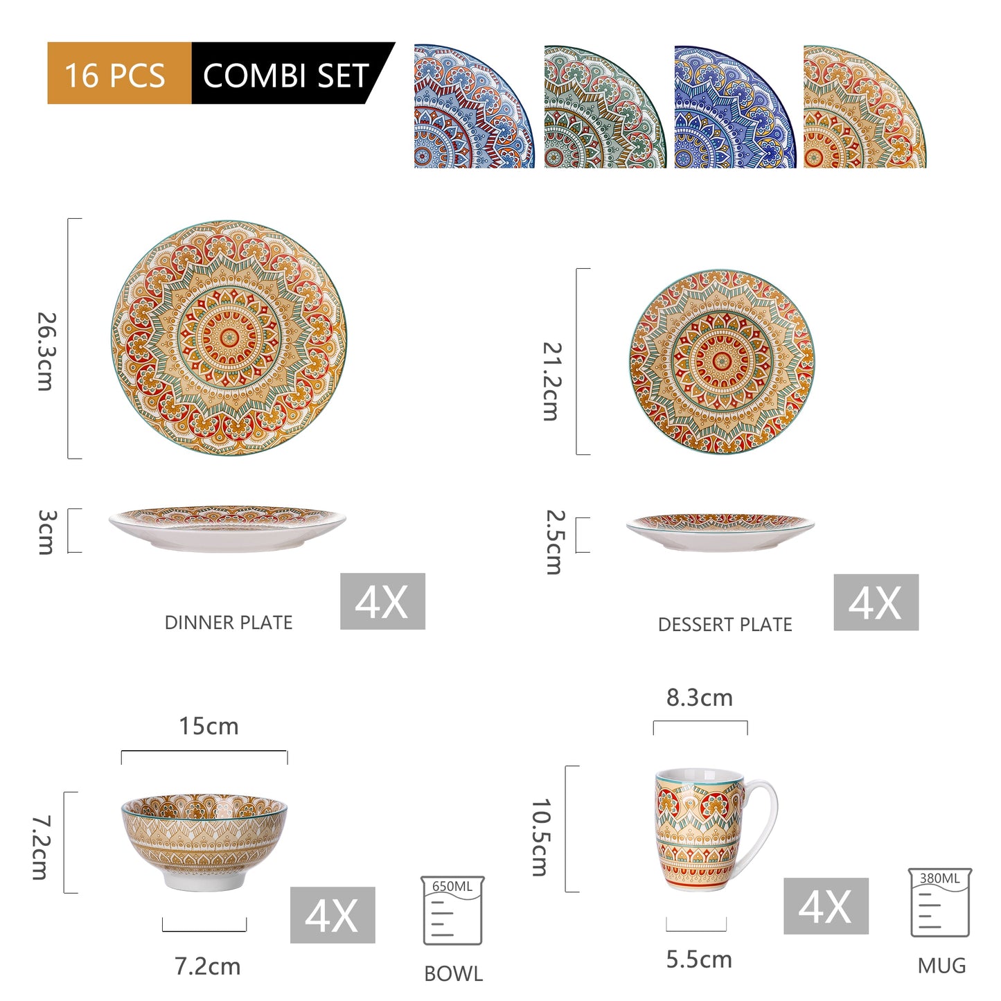 Pre-Order Set Bộ Đồ Ăn Bằng Sứ Màu Cam Cây Họa Tiết Boho - Cocolilistore