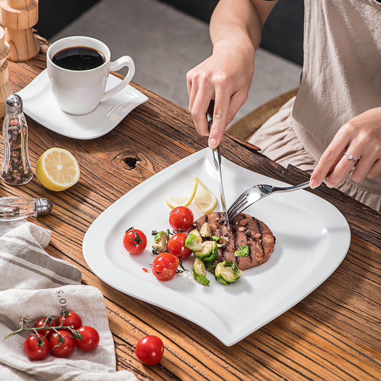 Pre-Order Đĩa Sứ Trắng Ngà Gốm Sứ Kem Trắng Cao Cấp - Cocolilistore