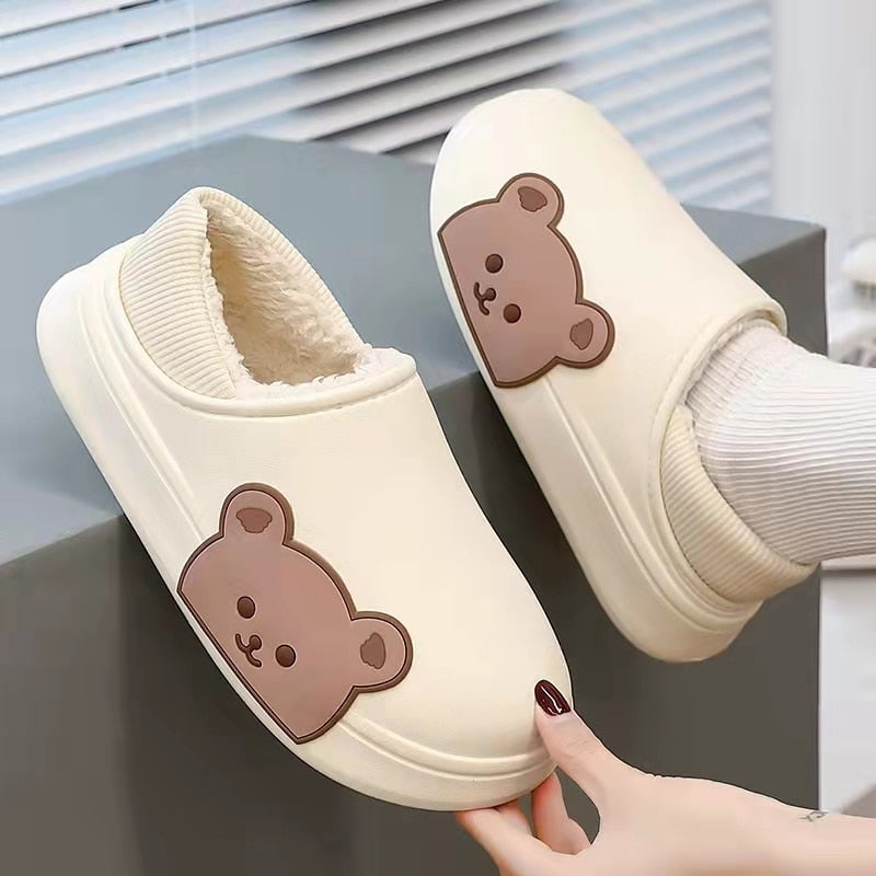 Pre Order - Giày Sang Trọng Dành Cho Phụ Nữ, Giày Nữ Đi Trong Nhà Chống Thấm Nước, Giày Hoạt Hình Gấu Dễ Thương - Cocolilistore