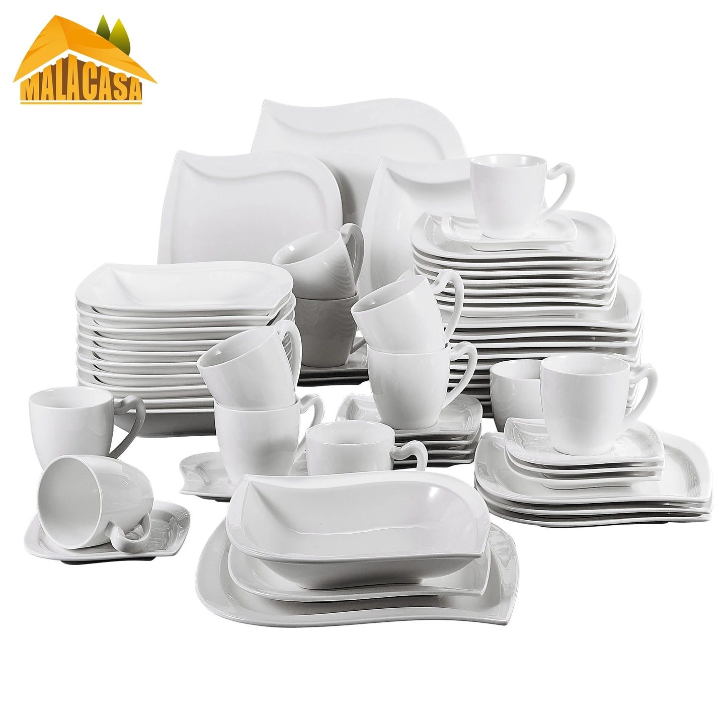 Pre-Order Bộ Đồ Ăn 60 Món Bằng Sứ Trắng Dành cho 12 người trong gia đình - Cocolilistore