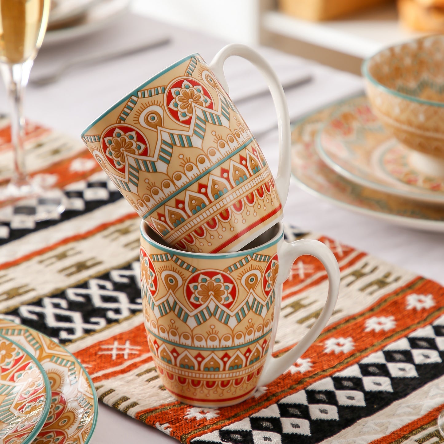 Pre-Order Set Bộ Đồ Ăn Bằng Sứ Màu Cam Cây Họa Tiết Boho - Cocolilistore