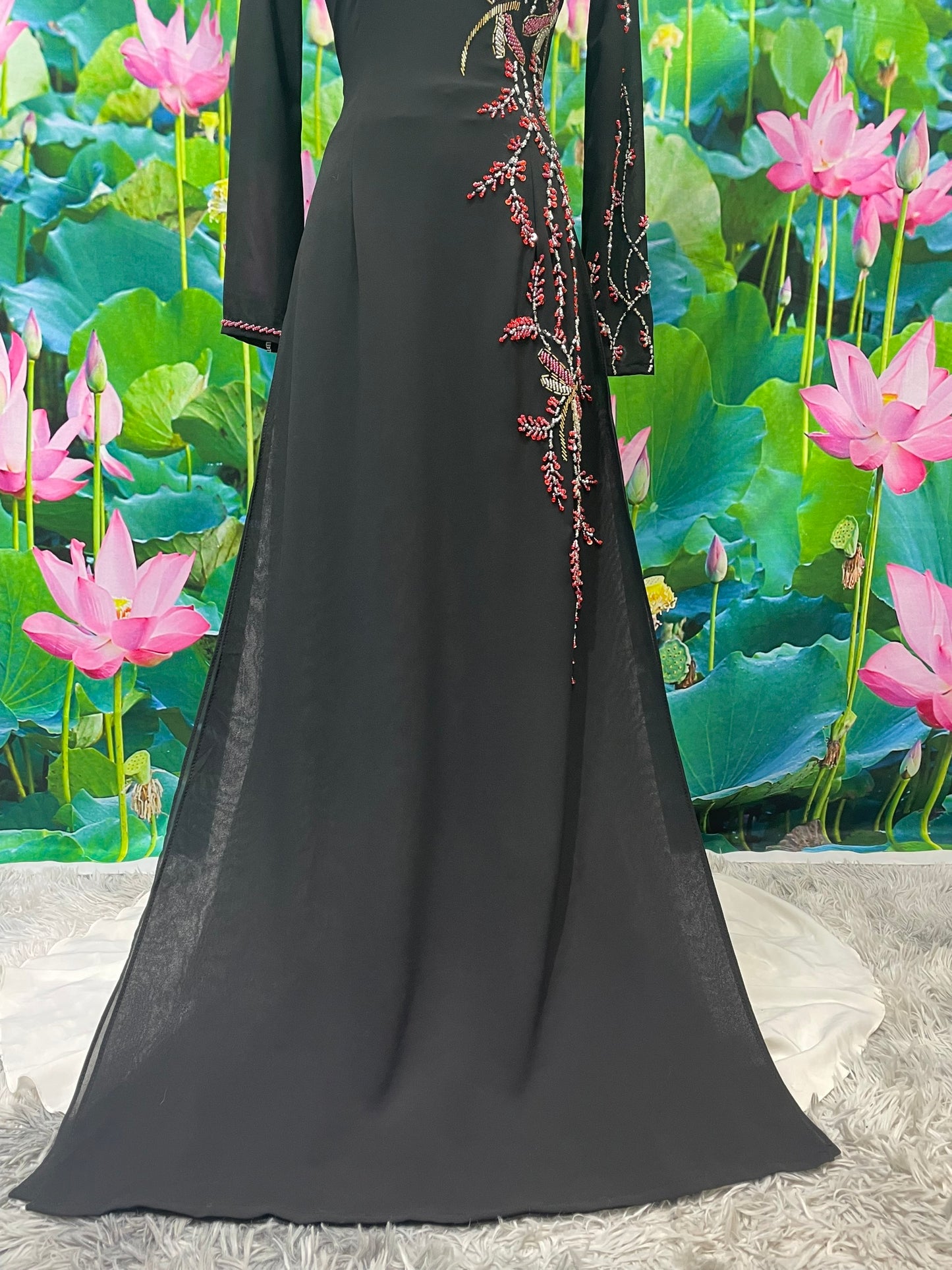S56 3538 only áo - Áo dài thiết kế chiffon 4 tà đính kết