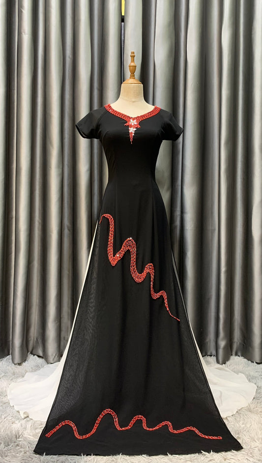 S59 3692 only áo - Áo dài thiết kế chiffon 4 tà tay ngắn