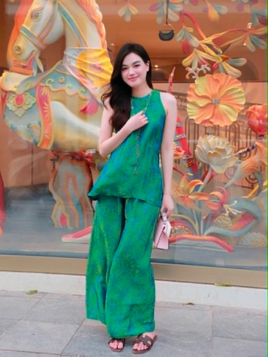 BB264 4505 - Set đồ bộ sát nách màu xanh lá thọ dơi
