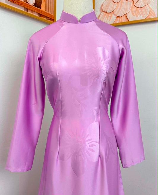 H906 4625 Áo only no pants - Áo dài dáng truyền thống chiết li eo lụa mã não 4D