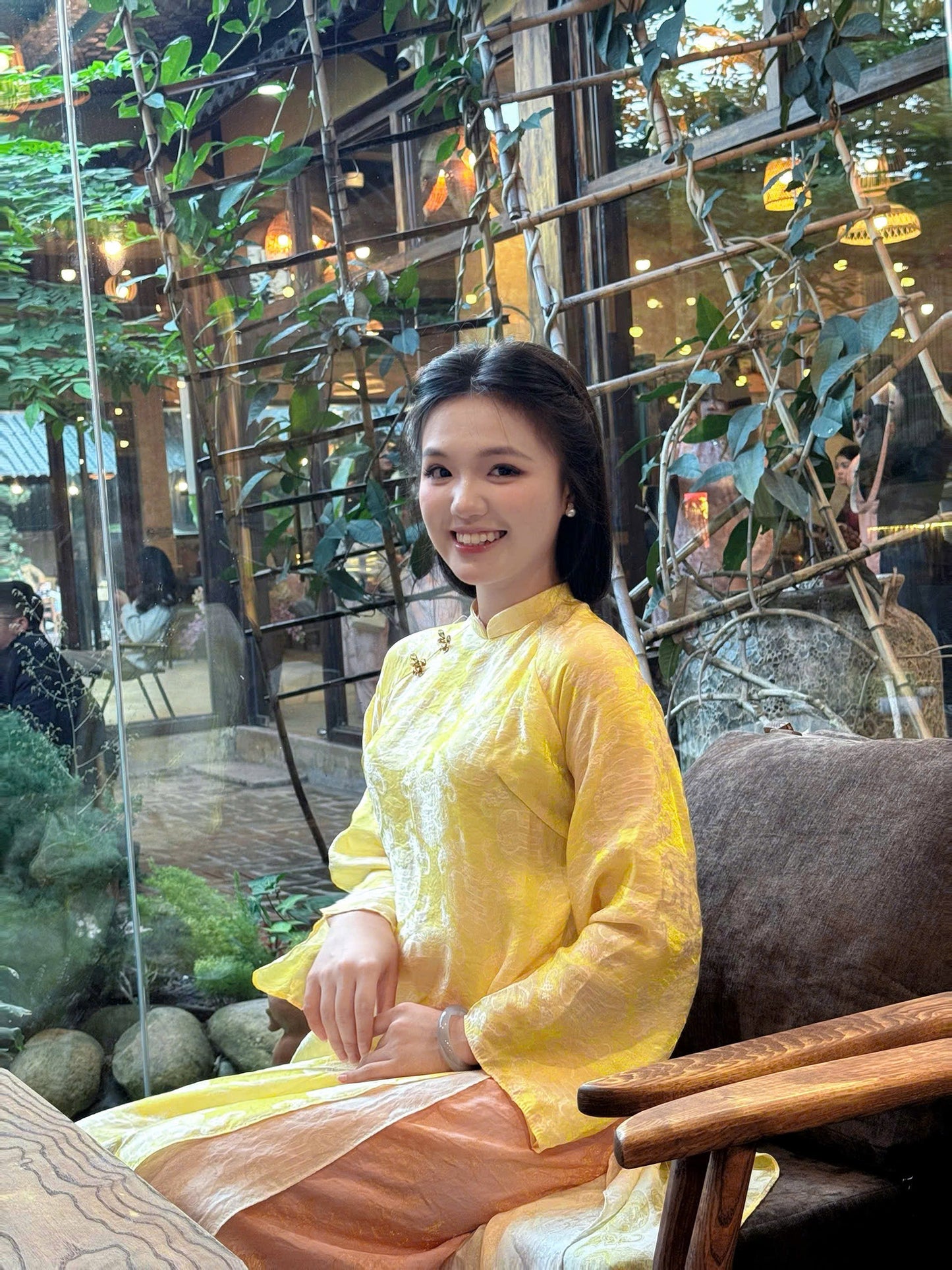 H512 2084 Áo + quần - Áo dài dáng suông lụa tencel ánh kim thọ dơi kèm quần cùng chất