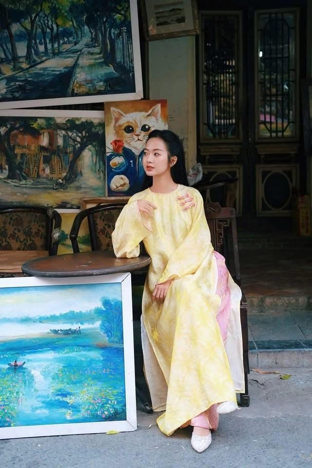 M261 2115 Áo + quần - Áo dài dáng suông 4 tà lụa tằm tencel kèm quần tằm