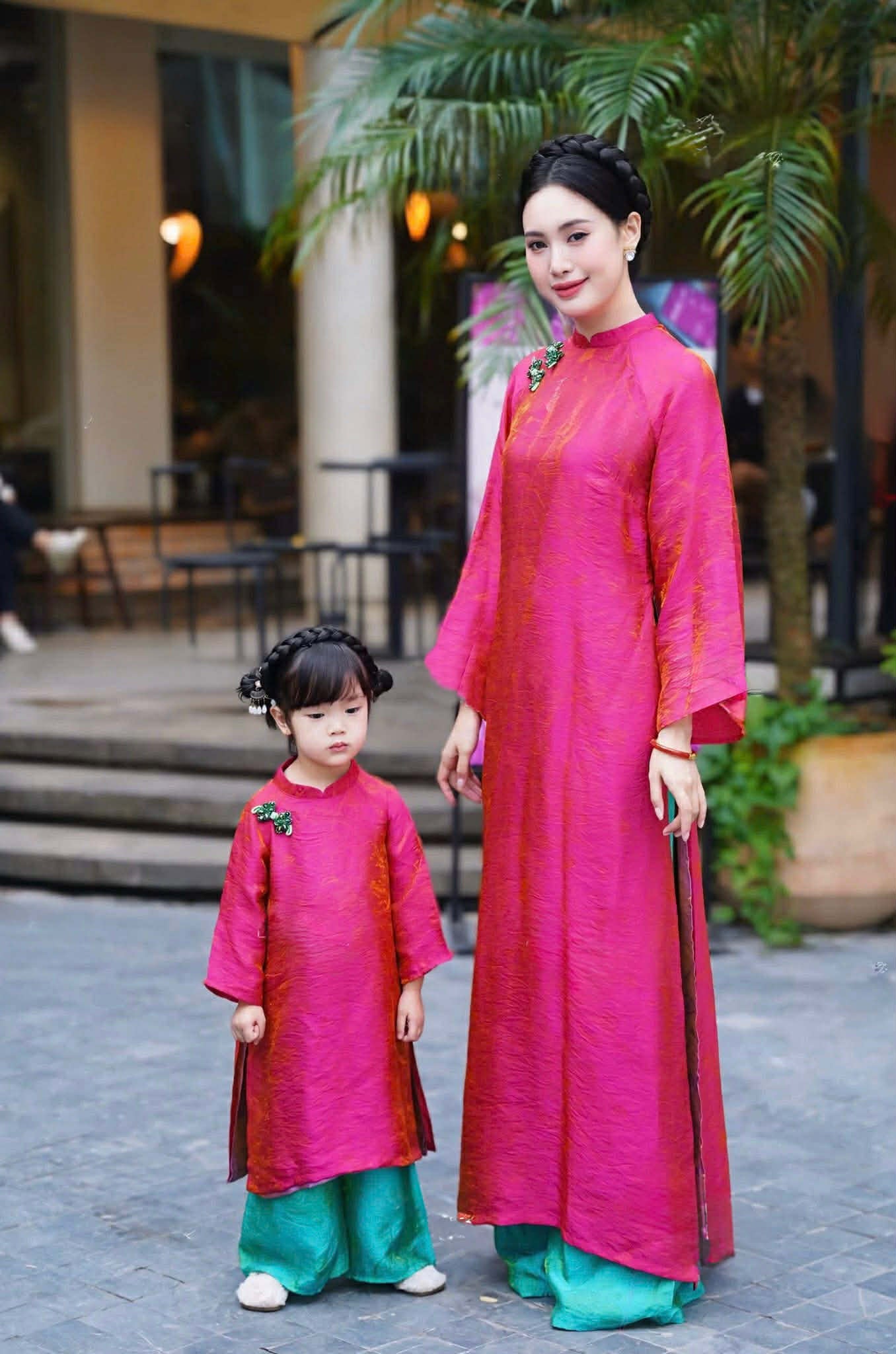 BG88 3536 Áo + quần tằm - Áo dài bé gái dáng suông 4 tà tằm ánh kim tencel