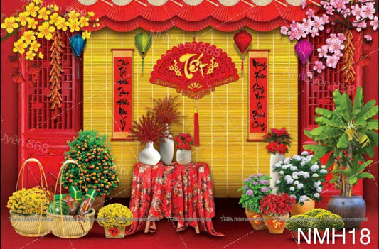 Super High Quality Back Drop. Code (NMH18) for Tet Vietnamese New Year