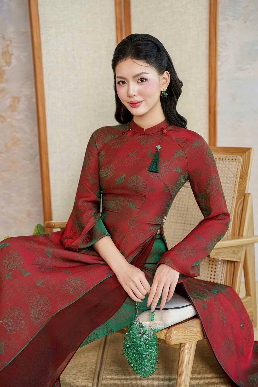 K251 Áo only no pants - Áo dài dáng truyền thống chiết eo 4 tà lụa tằm tam liên