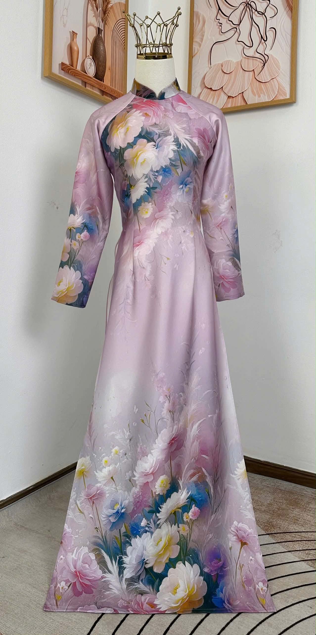 H967 Áo only no pants - Áo dài dáng truyền thống chiết li eo