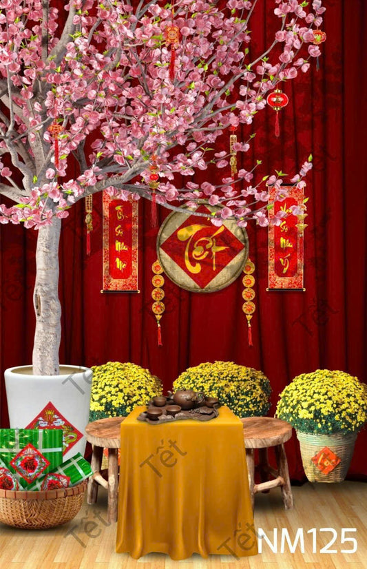 Super High Quality Back Drop. Code (NM125) for Tet Vietnamese New Year