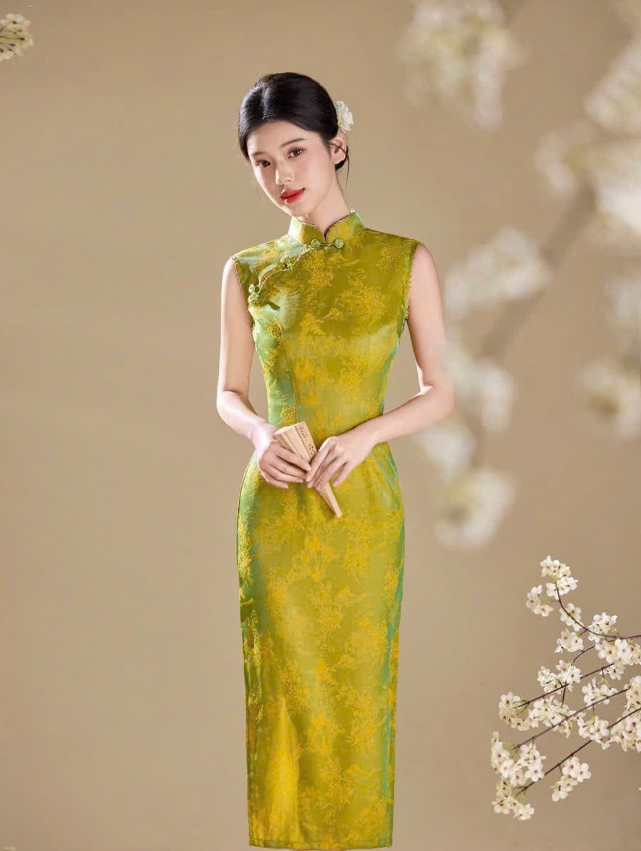 SX15 - Sườn xám dài lục ngọc
