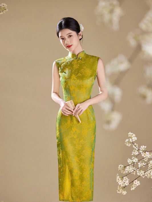 SX15 4843 - Sườn xám dài lục ngọc