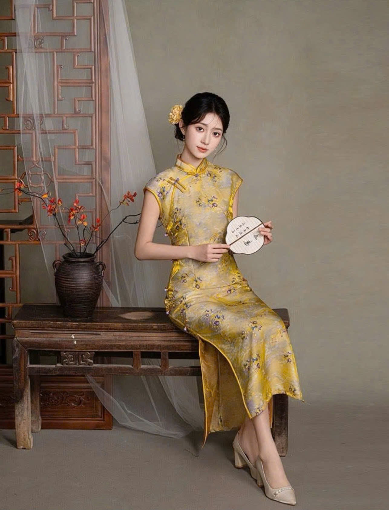 CS13 - Sườn xám dài Hoàng kim an