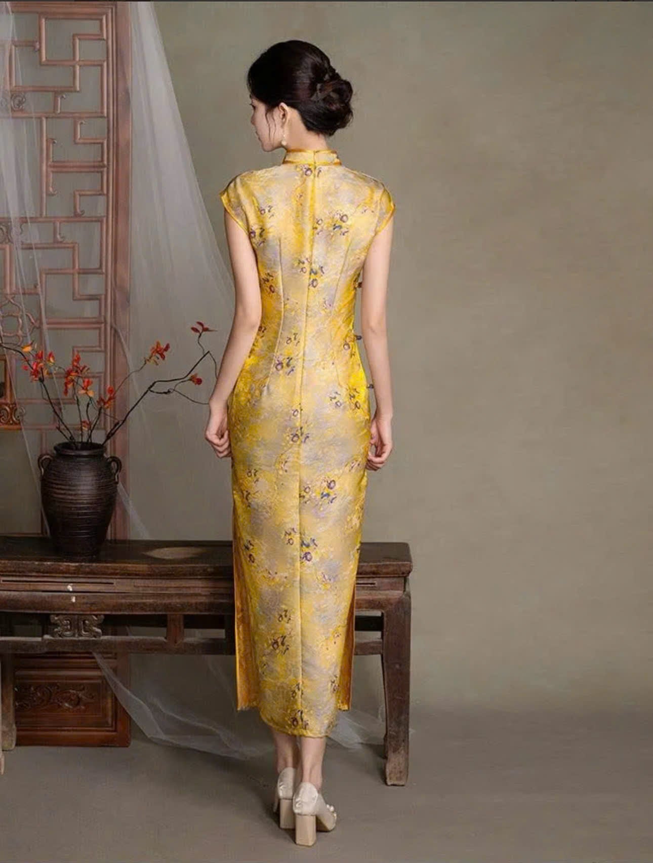 CS13 - Sườn xám dài Hoàng kim an