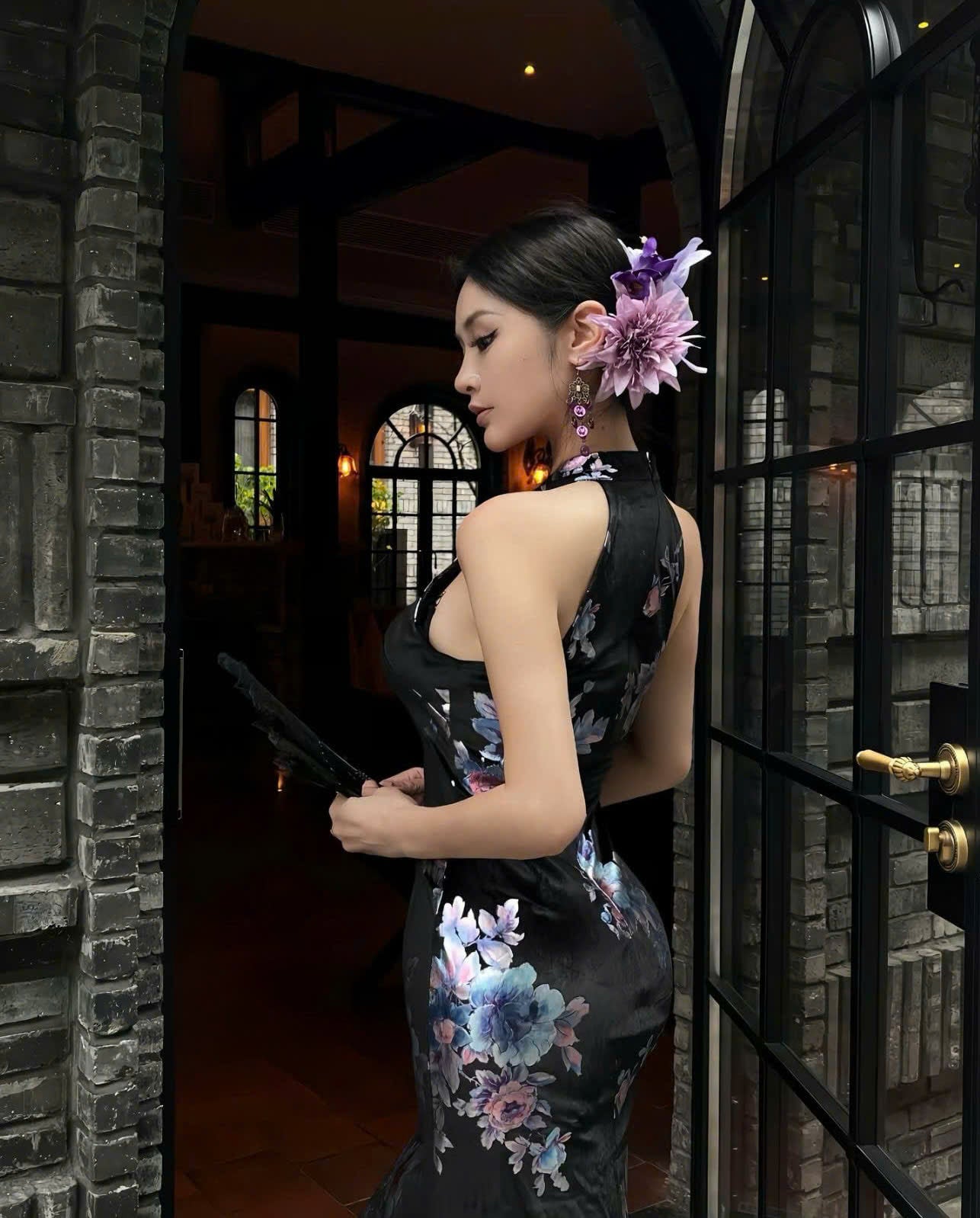 CS04 - Sườn xám yếm dài Huyền nhung