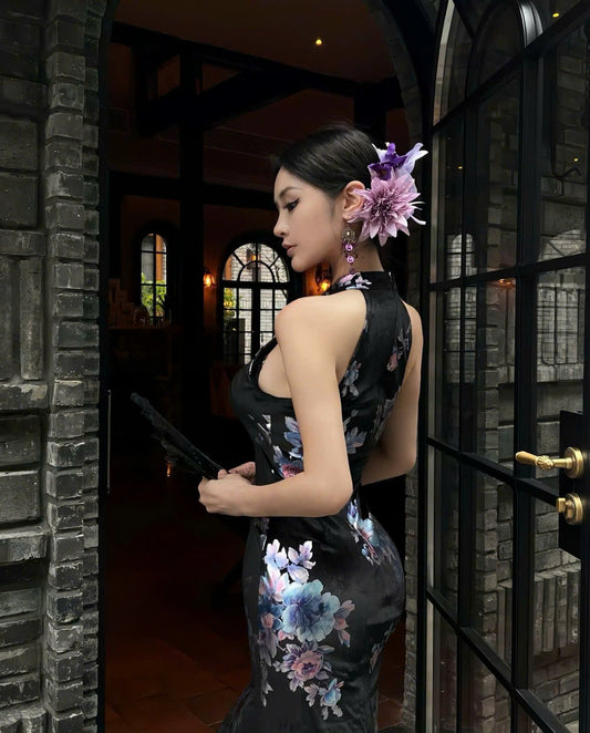 CS04 - Sườn xám yếm dài Huyền nhung