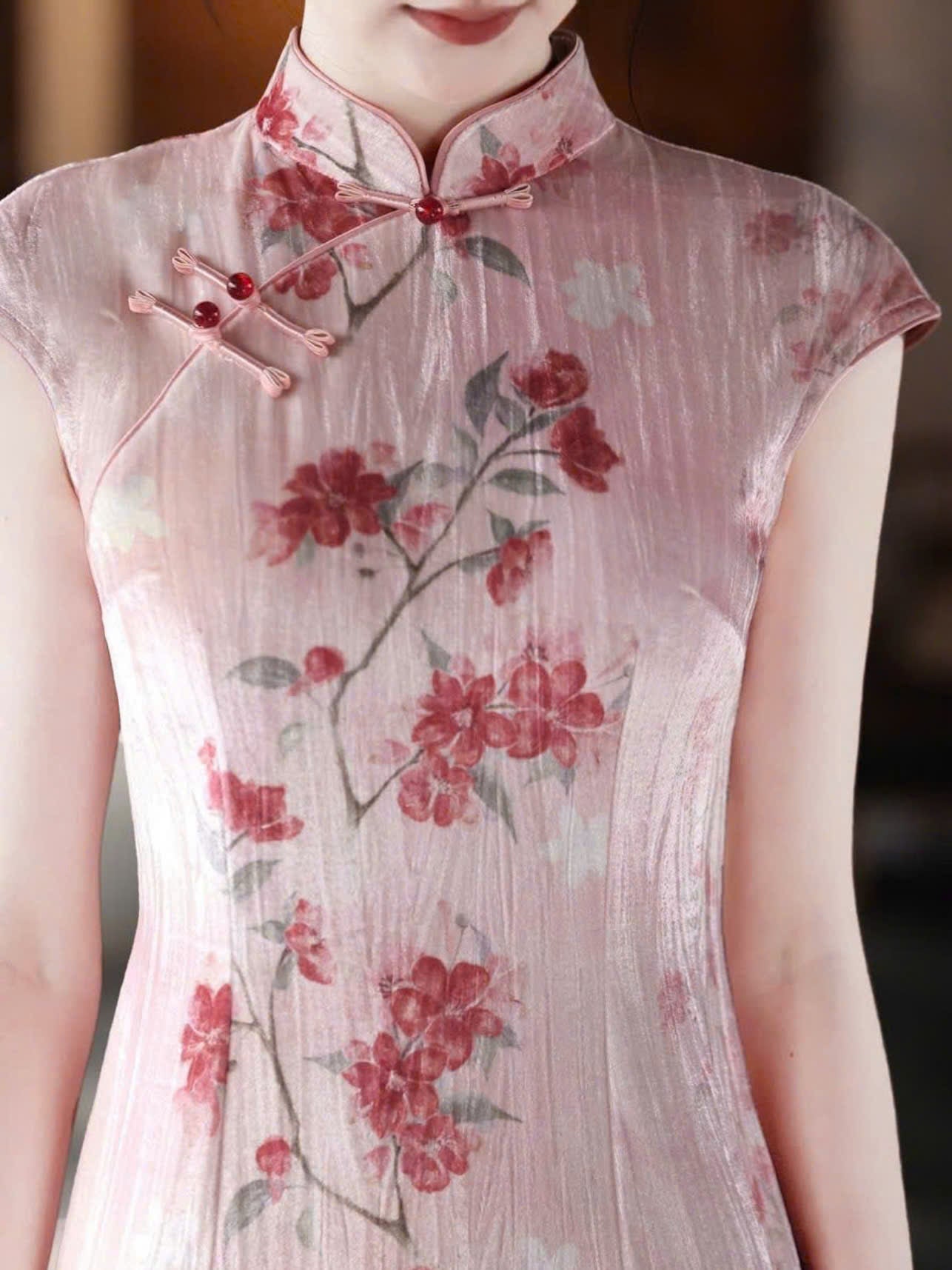 CS06 4863 - Sườn xám nhung lửng Hạ nhã yên