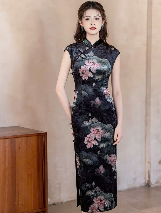 CS10 - Sườn xám dài nguyệt hoa